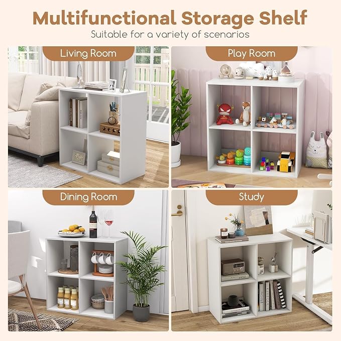 POWERSTONE 4 Cube Storage Organizer Set of 2, 2 Tier Cubby Bookshelf - Image 6