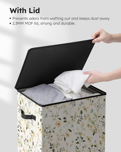 SOLEDI Laundry Hamper with Lid, 90L Tall & Large Floral Laundry Basket - Image 5