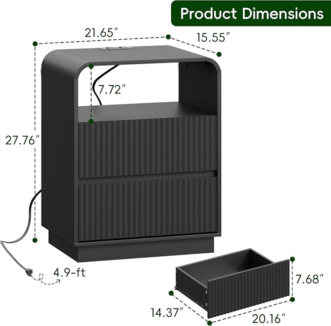 Black Nightstands Set of 2 - Image 2