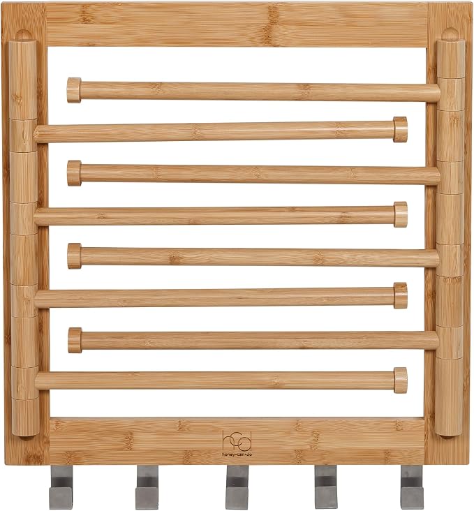 Honey-Can-Do Bamboo Wall-Mount Swivel-Arm Drying Rack, 80 lb, Natural | - Image 3
