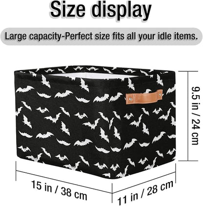 Basket Storage Bins Halloween Black White Bat Rectangle Cube Basket Box Kids - Image 4