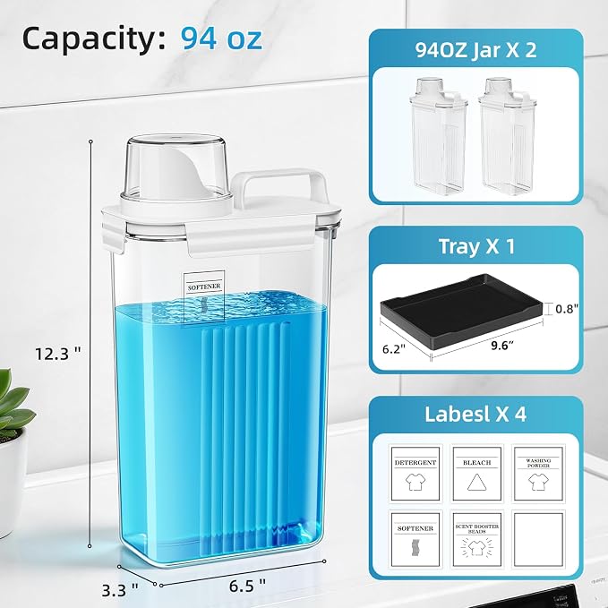 Laundry Detergent Dispenser for Laundry Room, 94oz Fabric Softener Dispenser - Image 2