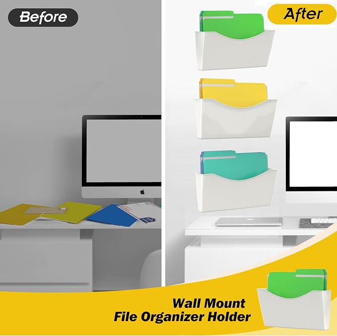 Kuntine.B 6 Pack White Single Pocket File Holder Hanging Wall Organizer - Image 3
