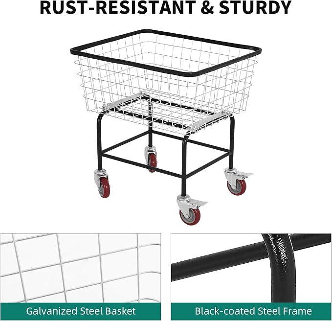 Large Rolling Laundry Cart - Image 6