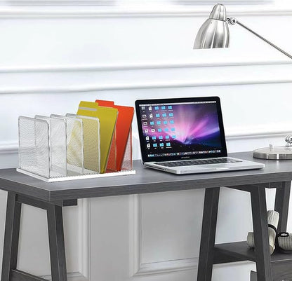 Kuntine.B Desk File Organizer Upright Mesh Desktop Organizer File Sorter Office - Image 6