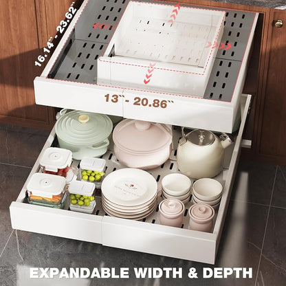 1 Pack Pull Out Cabinet Organizer Expandable Width and Depth, Slide Out Drawers - Image 3