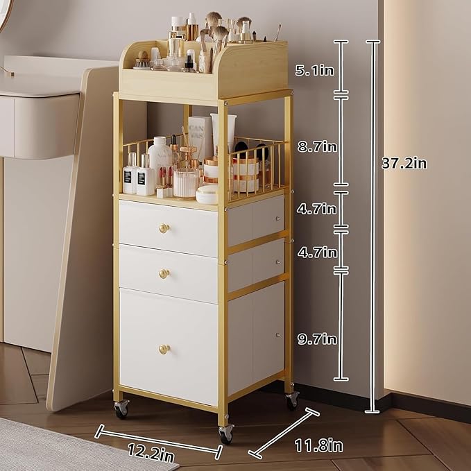 Makeup Organizer Cart with Drawers, Floor Skincare Organizers Make Up - Image 2