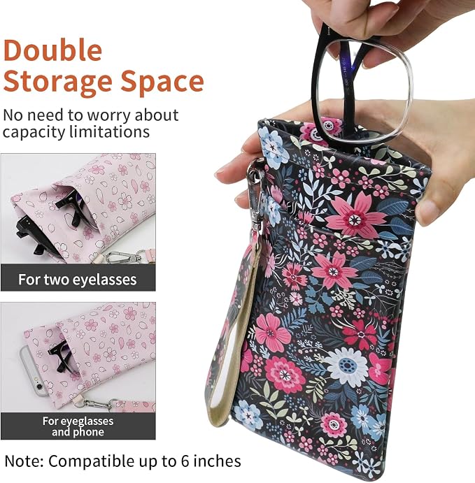 Double Eyeglass Case Soft Dual Glasses Case - Image 6