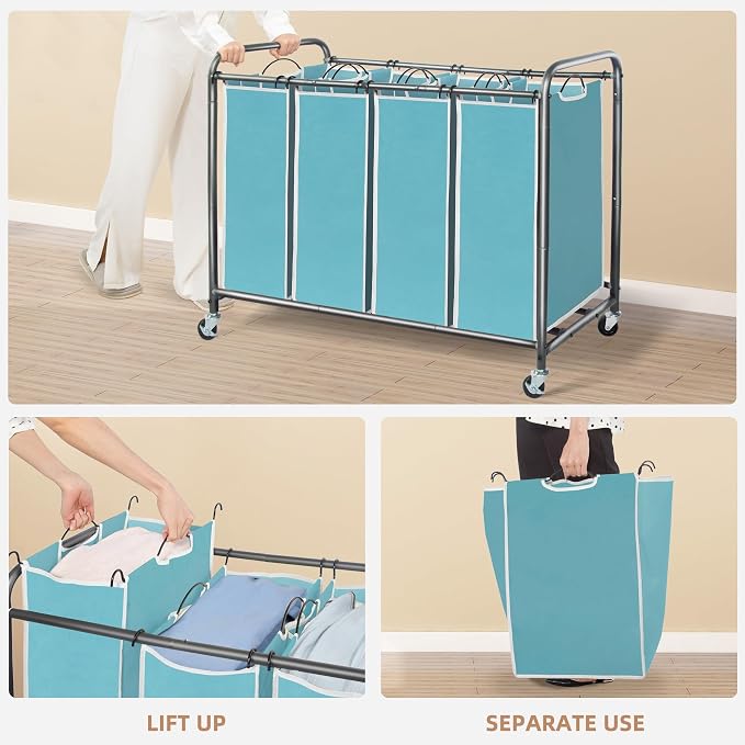 STORAGE MANIAC Laundry Sorter 4 Section, 47.8 Gal Laundry Hamper - Image 4