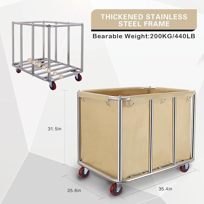 Commercial Laundry cart with Wheels, 400L Industrial Laundry cart, Laundry - Image 2
