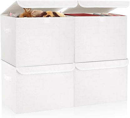 Large 22 Quart Linen Fabric Foldable Storage Bin Cube Organizer Basket by Bagnizer