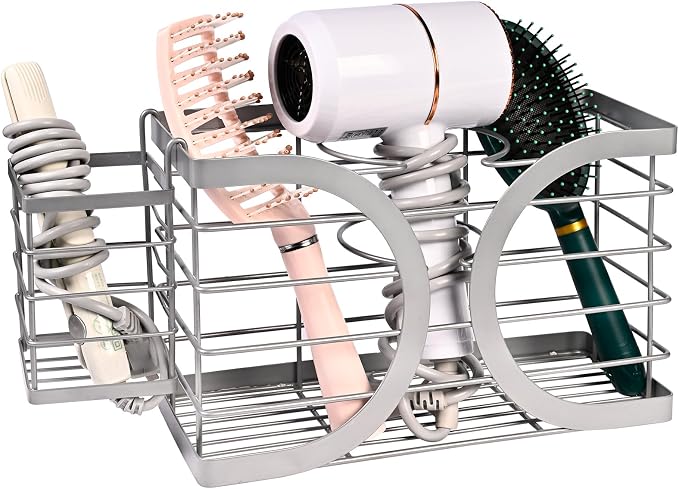 Elegant Light Gray Wall Mounted Hair Dryer Holder by Unknown