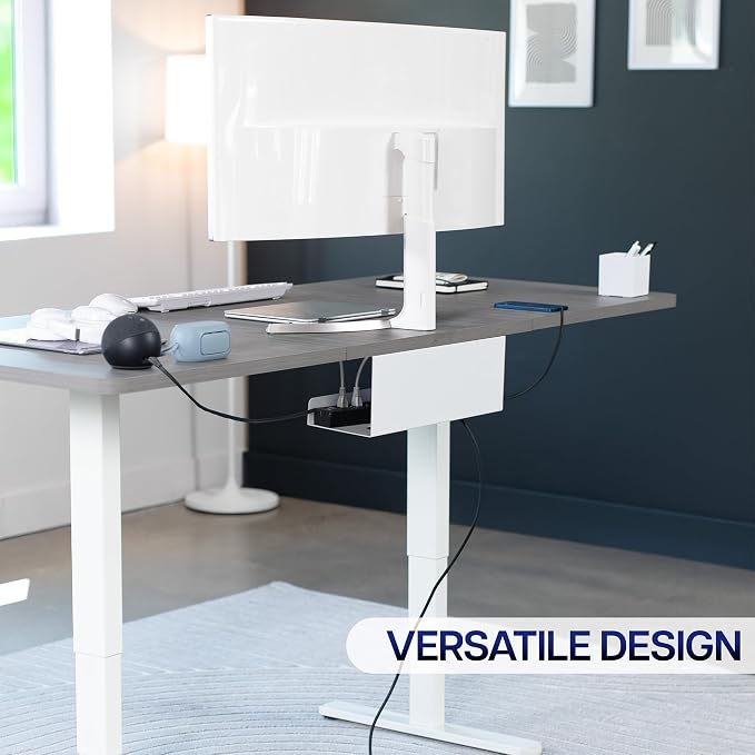 VIVO White 17 inch Extra Deep Cable Management Tray, DESK-AC16-1CW | Under Desk - Image 7