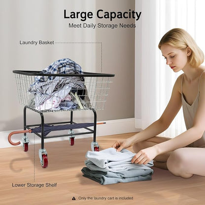 Wire Laundry Cart, 2 Bushel Wire Laundry Basket - Image 4
