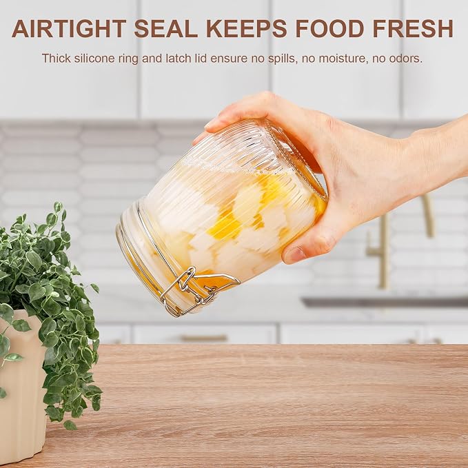 25oz Airtight Glass Jars with Lids, Beans & Spices - Image 3