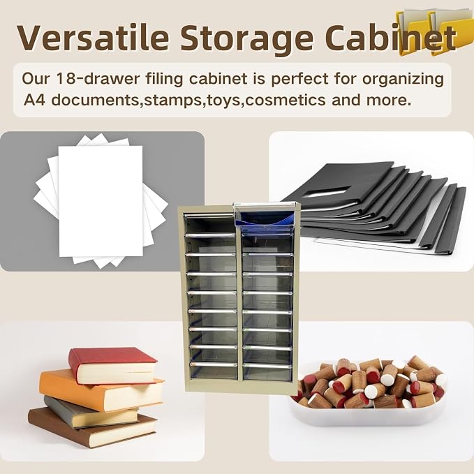 File Cabinet 18 Medium Transparent Drawers Vertical Home Office Storage Paper - Image 7