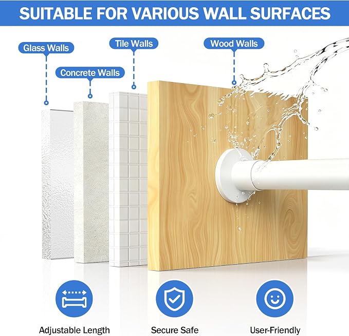 No Drilling Closet Rod, Adjustable White Closet Rod, 28-98 Inches Closet - Image 4