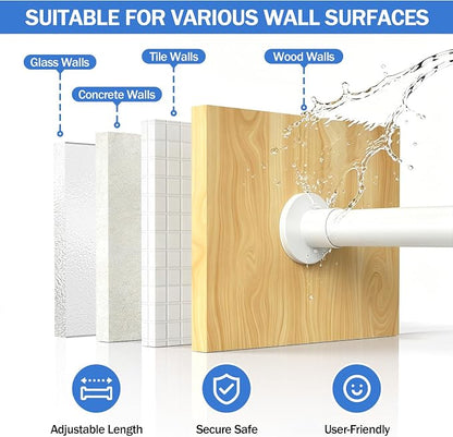 No Drilling Closet Rod, Adjustable White Closet Rod, 28-98 Inches Closet - Image 4