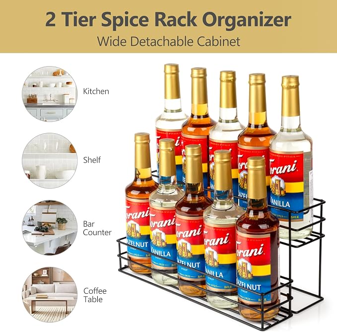 10 Bottle Capacity Coffee Syrup Organizer 2 Tier Coffee Syrup Stand Shelf - Image 4