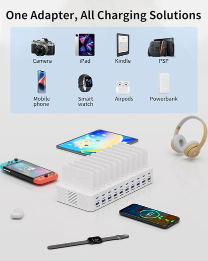 270W Charging Station for Multiple Devices, 20-Port USB Fast Charging Station - Image 3