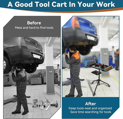 Rolling Tool Cart, Adjustable Mobile Work Table - Image 5