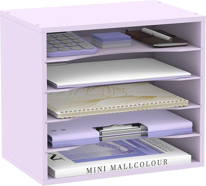 5 Tier Wood Desk Organizer, Paper Organizer by SUPEASY