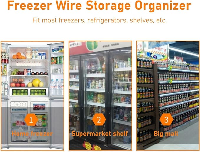 2PCS Freezer Organizer Bins, Steel Wire Freezer Basket - Image 3