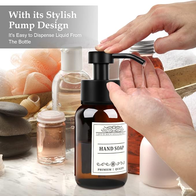 Glass Soap Dispenser with Pump and Wall Mount Holder, 8.5 Oz Shampoo and - Image 3