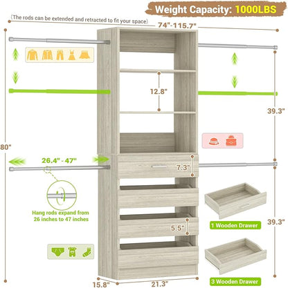 Aheaplus Closet System, 4-9Ft Closet Organizer - Image 7
