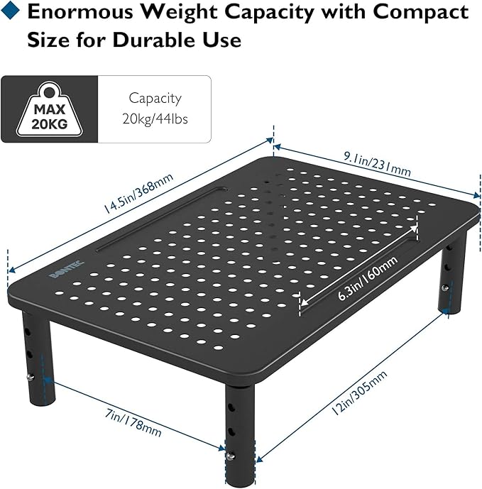 BONTEC 2 Pack 3 Height Adjustable Monitor Stand Riser - Image 7