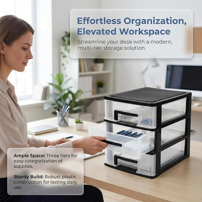 Angoily 3 Tier Plastic Drawer Type Closet, Plastic Home Office Storage Organizer - Image 8