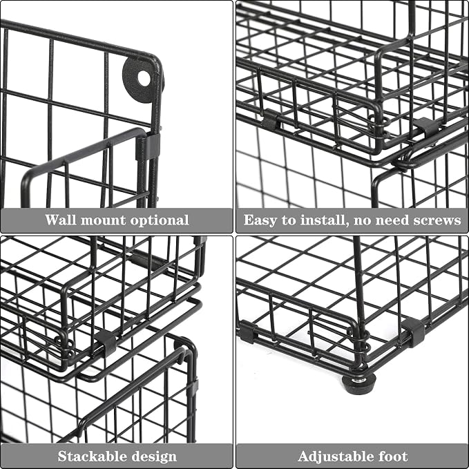 X-cosrack Stackable Wire Basket 3 Tier Countertop& Wall Mounted Metal Storage - Image 8