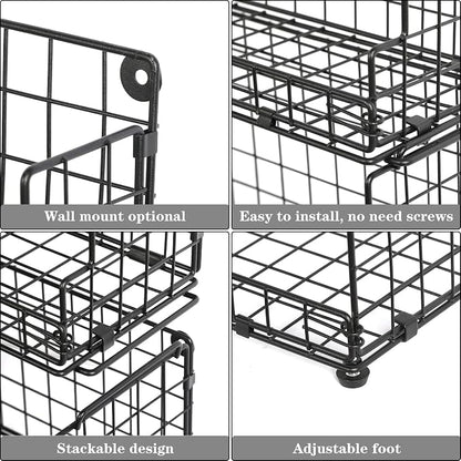 X-cosrack Stackable Wire Basket 3 Tier Countertop& Wall Mounted Metal Storage - Image 8