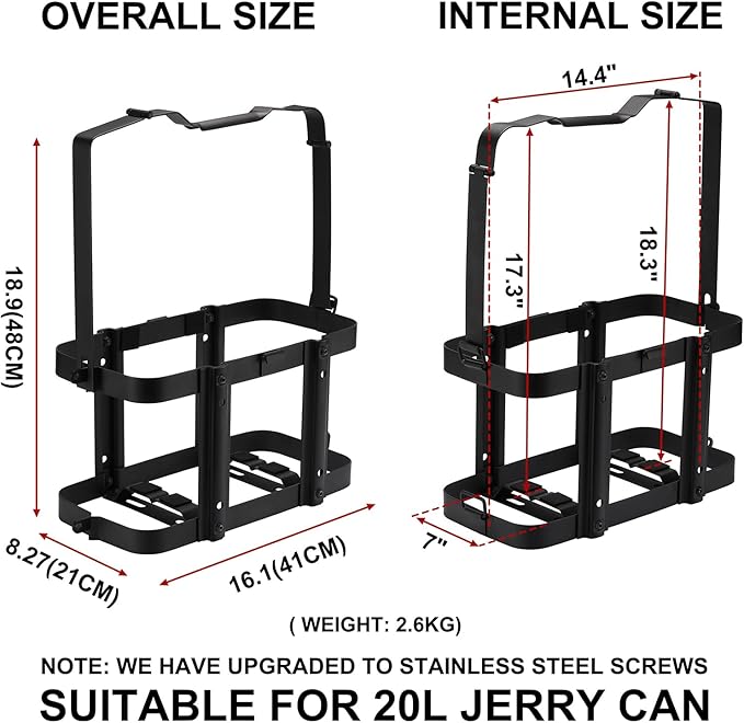 Mayouko Lockable Jerry Gas Can Holder Rack, 5 Gallon / 20 Liter Steel Jerry Can - Image 2