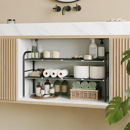 Under Sink Organizer, 2-Tier Expandable Stainless Steel Storage Rack - Image 2