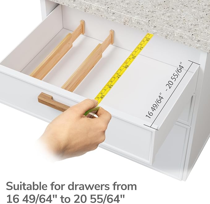 BAMEOS Bamboo Expandable Drawer Dividers – Fits 16.6"–22" Drawers, Bathroom - Image 6