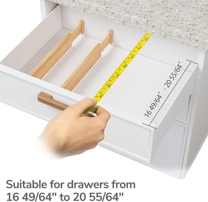 BAMEOS Bamboo Expandable Drawer Dividers – Fits 16.6"–22" Drawers, Bathroom - Image 6