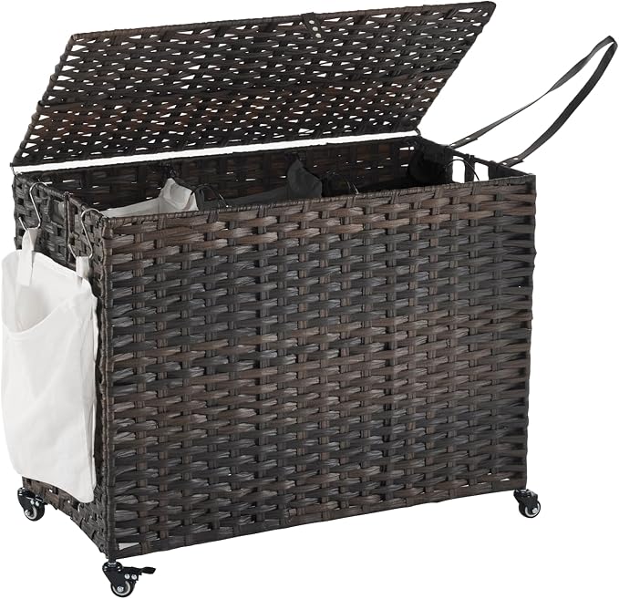 Laundry Hamper with Wheels, 60.72 Gallon Rolling Laundry Basket with Lid by Hiagnete