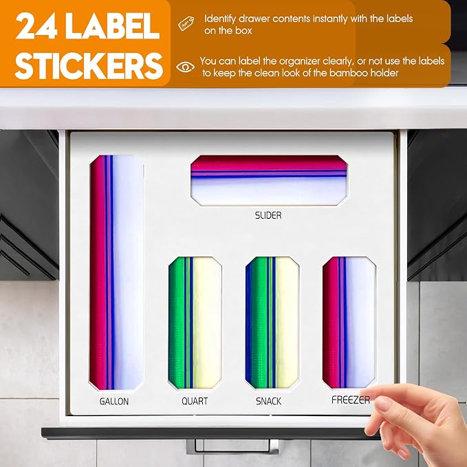 Bamboo Ziplock Bag Storage Organizer - Image 4
