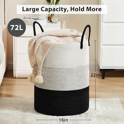 Fiona's magic Cotton Rope Laundry Hamper, Tall Woven Laundry Basket Storage - Image 3
