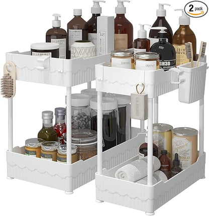 Sevenblue 2 Pack Under Sink Organizer, Under Bathroom Cabinet Organizer by Sevenblue
