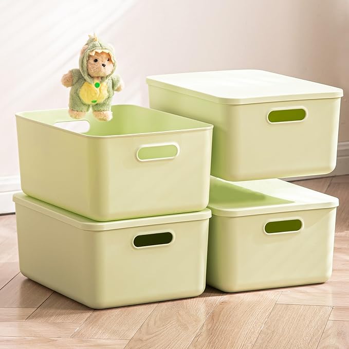 4 pack large plastic White storage bins Baskets, Toy Box Chest by Gaoaodeyu