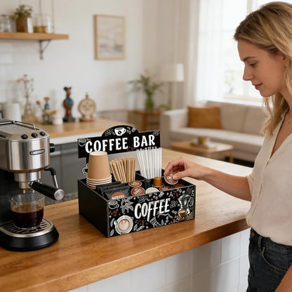 Coffee Bar Organizer Wooden Coffee Station Organizer - Image 6
