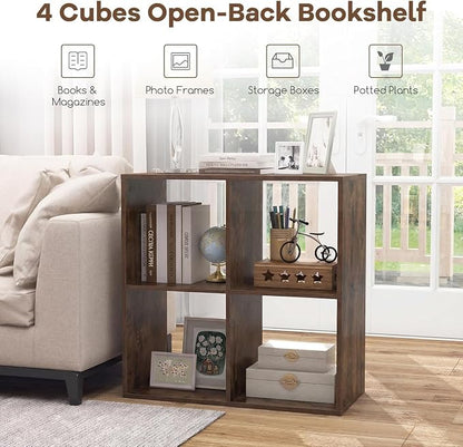 POWERSTONE 4 Cube Storage Organizer, 2 Tier Cubby Bookshelf Freestanding - Image 6
