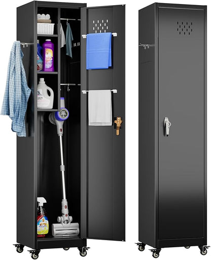 72''H Metal Broom Closet Storage Cabinet by METALYEYE
