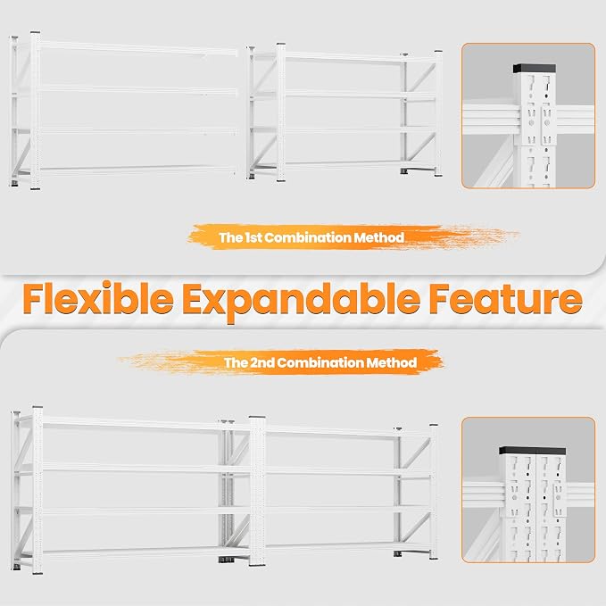 60" W Metal Shelving Heavy Duty, 4 Tier Tall Steel Industrial Shelving - Image 5