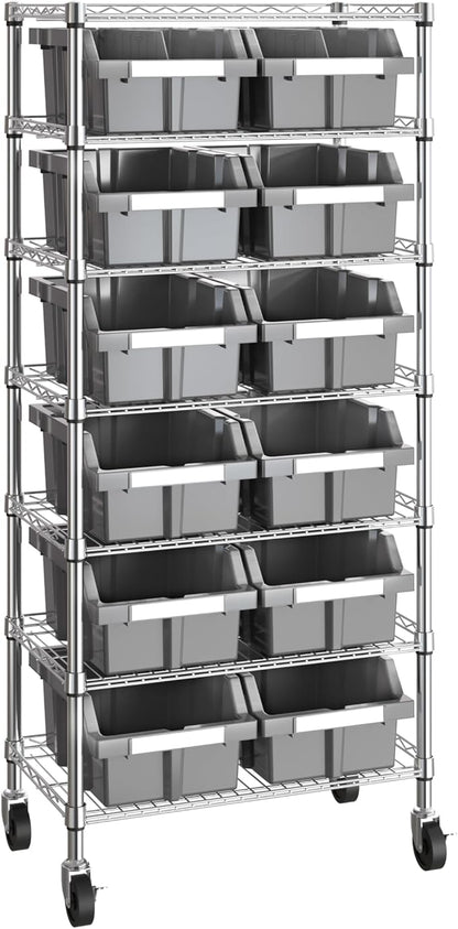 Seville Classics Heavy Duty NSF Bin Rack Solid Steel Wire Shelving Storage Unit by SevilleClassics