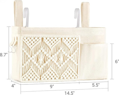 Mkono Bedside Caddy Hanging Organizer, Boho Macrame Storage - Image 7
