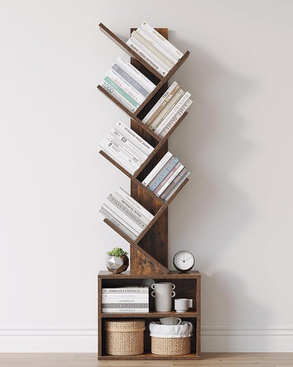 SUNMORY 6 Tier Tree Bookshelf, Tall Small Bookcase by SUNMORY