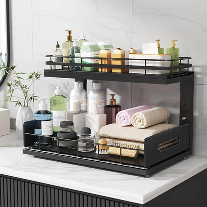 Under Sink Organizer Upgrade To Professional Rails, 2-Tier Dual Pull Out - Image 9